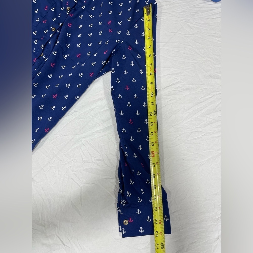 C. Wonder Anchor print navy button down blouse women’s 10 - Picture 10 of 15